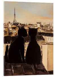 Tableau en verre acrylique  Chat sur les toits de Paris - JIEL