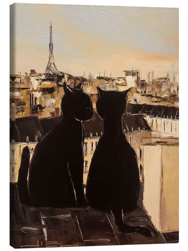 Canvas print Cats on the roofs of Paris