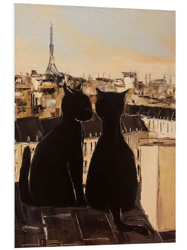 Bilde på skumplate Cats on the roofs of Paris