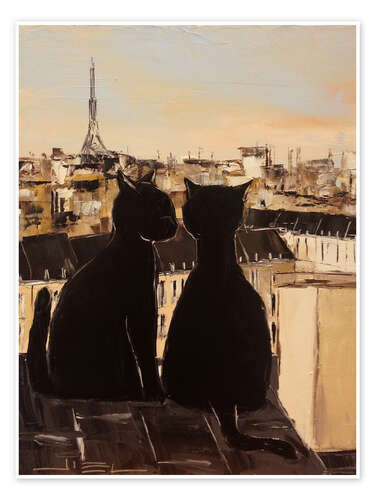 Poster Katzen über den Dächern von Paris