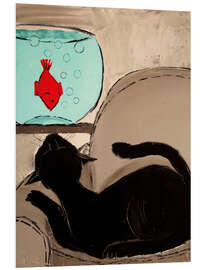 Bilde på skumplate Black Cat with Goldfish