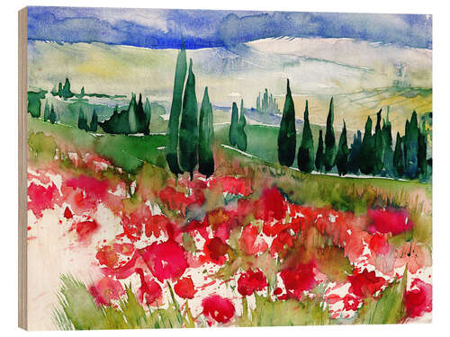 Puutaulu Tuscan Poppies