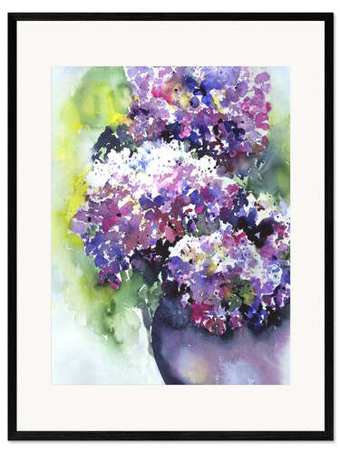 Impressão artística com moldura Hydrangeas