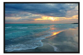 Gerahmter Kunstdruck Sonnenuntergang am Meer