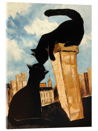 Tableau en verre acrylique  Chats parisiens - JIEL