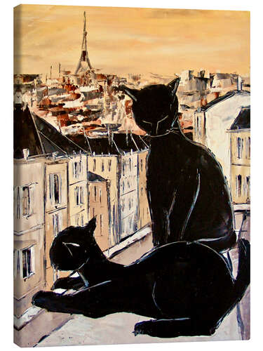 Canvas-taulu Cats love over the rooftops of Paris