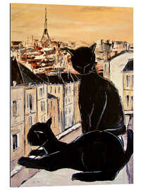 Cuadro de plexi-alu Cats love over the rooftops of Paris