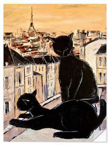 Vinilo para la pared Cats love over the rooftops of Paris