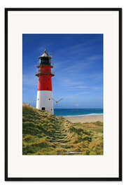 Gerahmter Kunstdruck Leuchturm am Deich