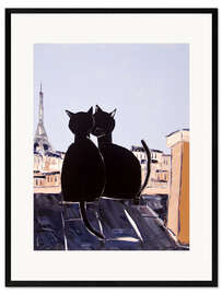 Gerahmter Kunstdruck Katzen in Paris
