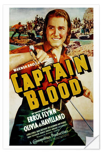 Selvklebende plakat CAPTAIN BLOOD, Errol Flynn, 1935