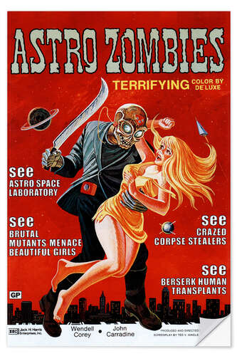 Selvklebende plakat The Astro-Zombies, 1968 (anglais) I