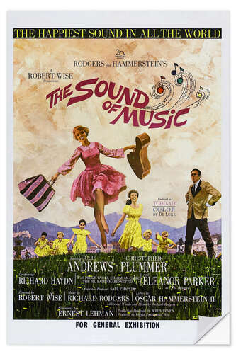 Selvklebende plakat THE SOUND OF MUSIC, Australian poster, Julie Andrews, Christopher Plummer (far right), 1965.