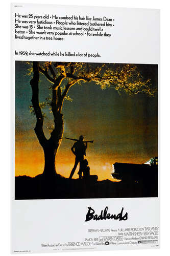 Foam board print BADLANDS, Martin Sheen, Sissy Spacek, 1973