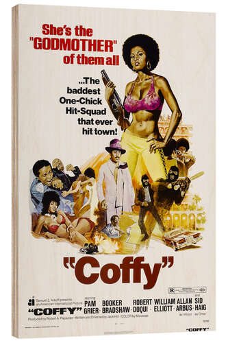 Wood print COFFY, Pam Grier, 1973