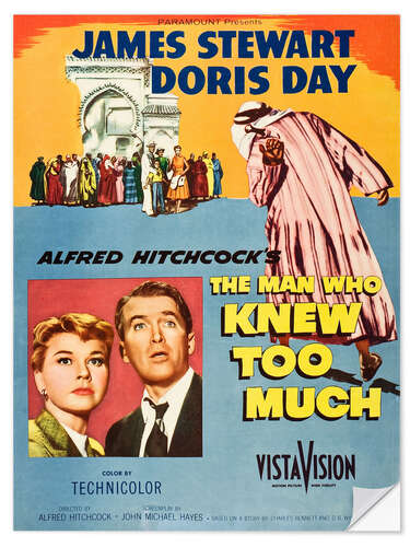 Selvklebende plakat Doris Day, James Stewart - The Man Who Knew too Much, 1956