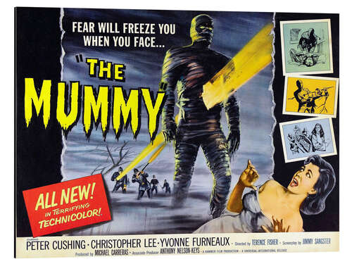 Alumiinitaulu The Mummy, Christopher Lee, Yvonne Furneaux