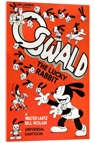 Tableau en verre acrylique Oswald le lapin chanceux (anglais)