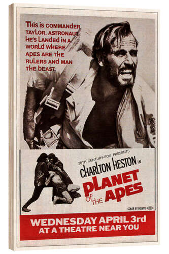 Wood print PLANET OF THE APES, top: Charlton Heston, 1968