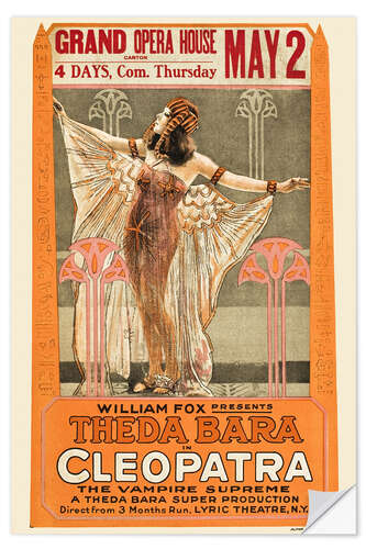 Selvklebende plakat CLEOPATRA, Theda Bara, 1917