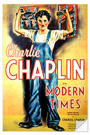 Selvklebende plakat Charlie Chaplin - Modern Times