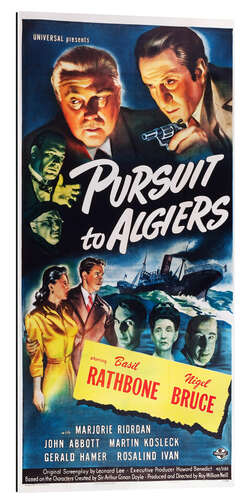 Cuadro de plexi-alu PURSUIT TO ALGIERS, Basil Rathbone, Nigel Bruce, Marjorie Riordan, Rosalind Ivan, Martin Kosleck, Jo