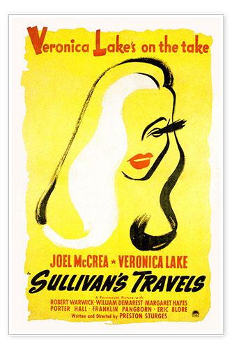 Poster Sullivans Travels, Veronica Lake, (poster art) 1941