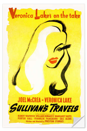 Autocolante decorativo Sullivans Travels, Veronica Lake, (poster art) 1941