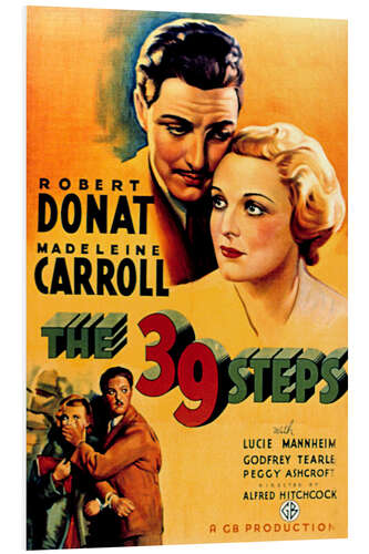 Foam board print 39 STEPS, THE, Robert Donat, Madeleine Carroll, 1935