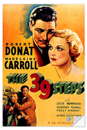 Vinilo para la pared 39 STEPS, THE, Robert Donat, Madeleine Carroll, 1935