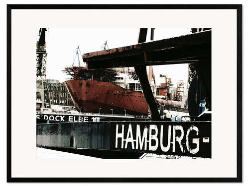 Ingelijste kunstdruk Hamburg harbor
