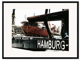Ingelijste kunstdruk Hamburg harbor
