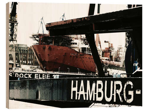 Wood print Hamburg docks