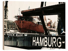 Print på træ  Hamborg havn - Nestwick
