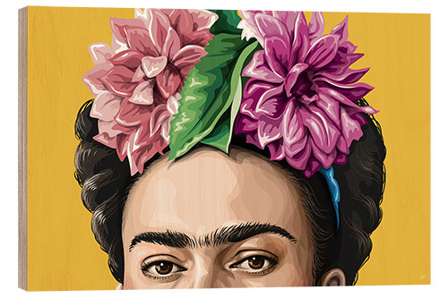 Quadro de madeira Frida Kahlo Eyes