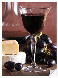 Naklejka na ścianę Cheese platter with wine