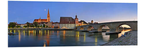 Foam board print Bridge Panorama of Regensburg