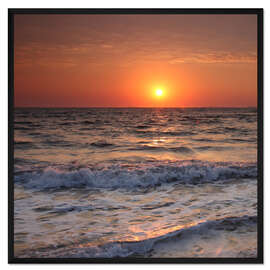 Gerahmter Kunstdruck Sonnenuntergang am Meer