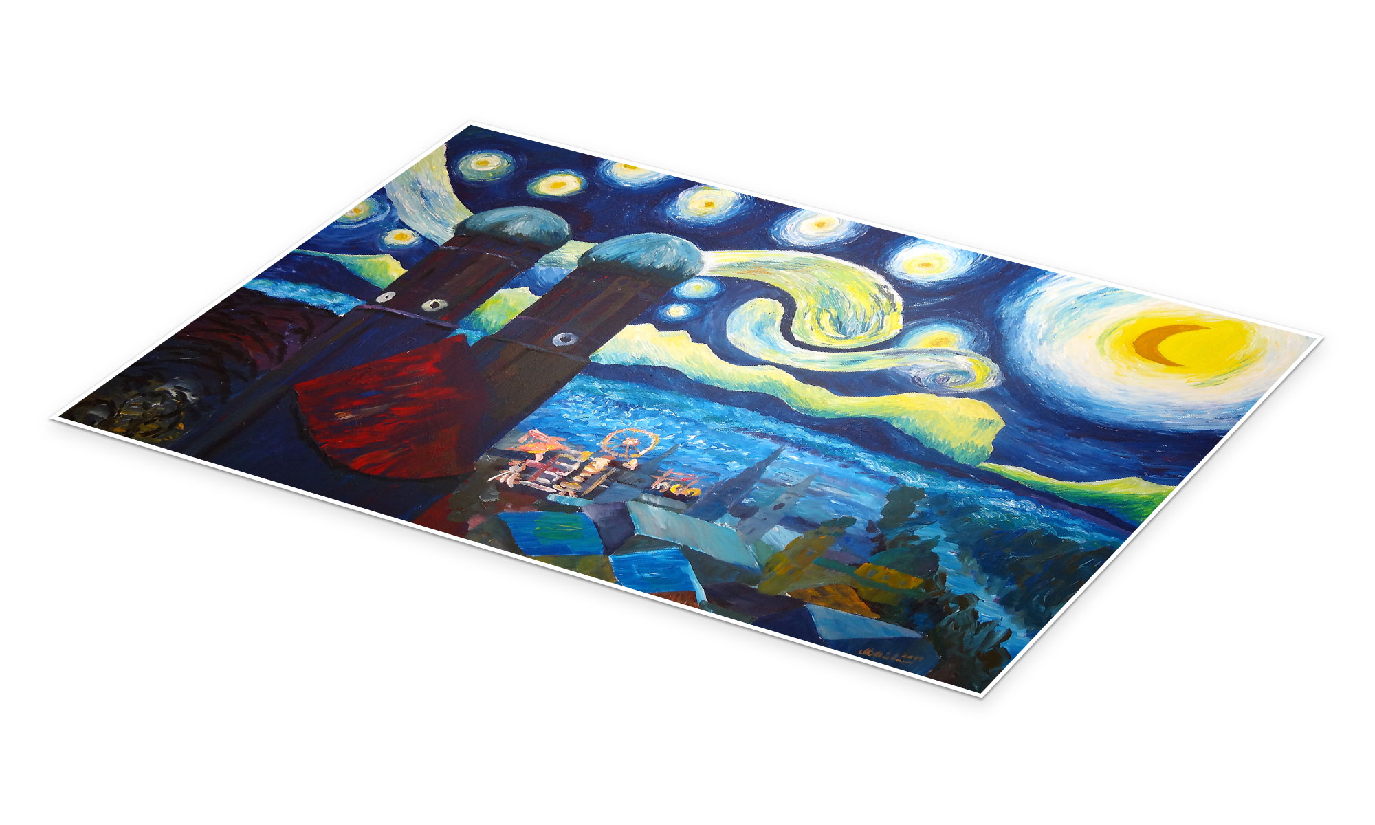 Starry Night over Munich Bleichner Posterlounge by | Gogh inspired M. by Van Vincent print