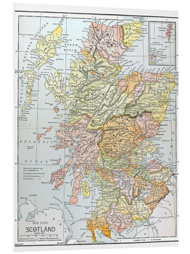 Tableau en PVC Carte de l'Écosse (anglais)