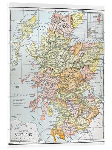 Galleriprint Kart over Skottland