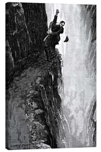 Stampa su tela Holmes e Moriarty sull'orlo delle cascate Reichenbach