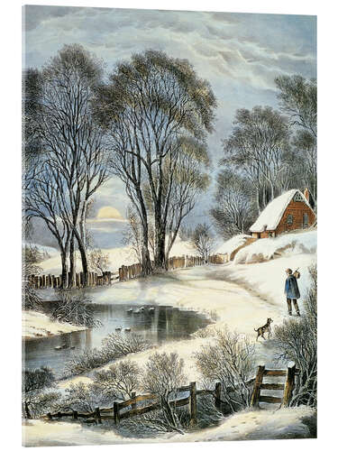 Quadro em acrílico Currier & Ives: Winter Moonlight.