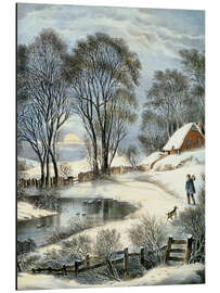 Aluminium print Currier &amp; Ives: Winter Moonlight.