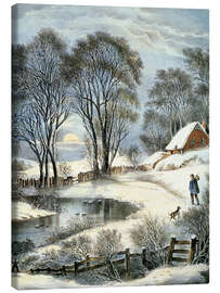 Canvas print Currier &amp; Ives: Winter Moonlight.