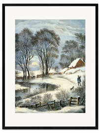 Kehystetty taidepainatus Currier &amp; Ives: Winter Moonlight.