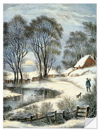 Sticker mural Currier &amp; Ives: Winter Moonlight.