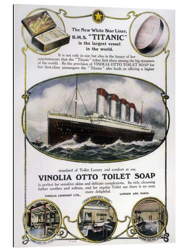 Tableau en plexi-alu Titanic, publicité pour le savon (anglais)