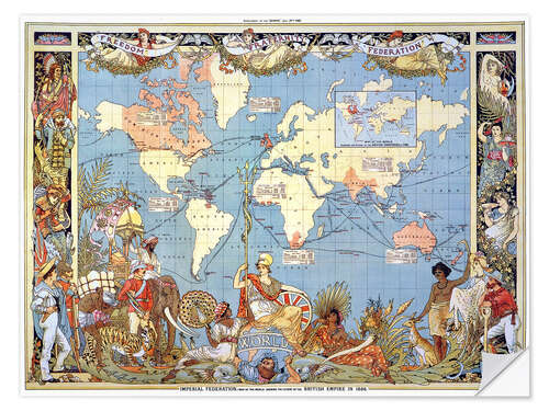 Selvklebende plakat British Empire around 1886