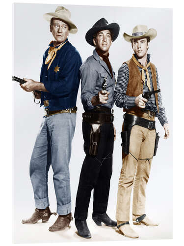 Cuadro de metacrilato John Wayne, Dean Martin y Ricky Nelson en Cowboys